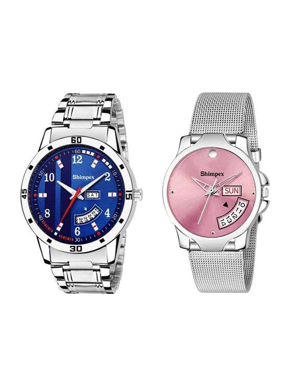 classic edge analog watch set of 2 