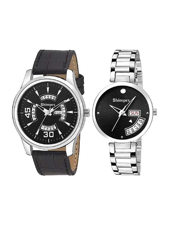 classic edge analog watch set of 2 