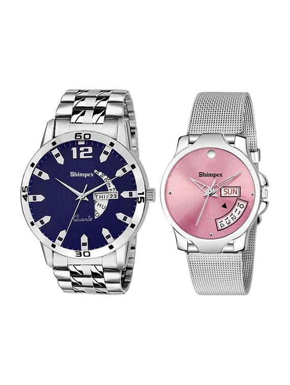 classic edge analog watch set of 2 