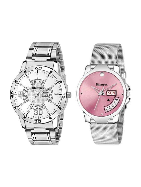 classic edge analog watch set of 2 