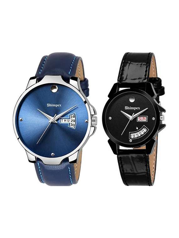 classic edge analog watch set of 2 
