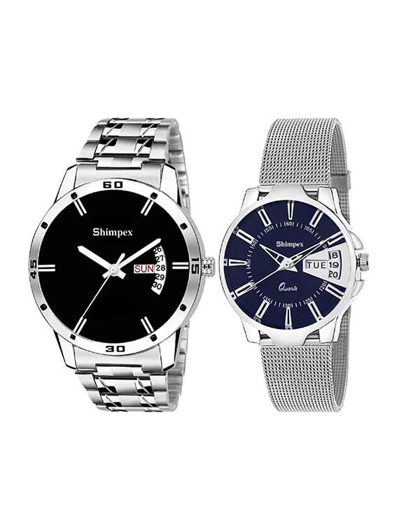 classic edge analog watch set of 2 