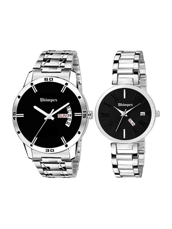 classic edge analog watch set of 2 