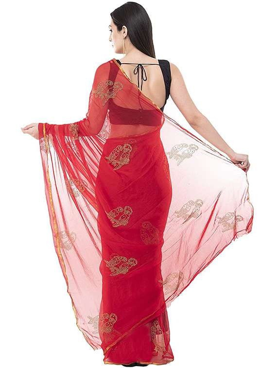 women solid with work embroidered saree with blouse - 22315709 -  Standard Image - 1