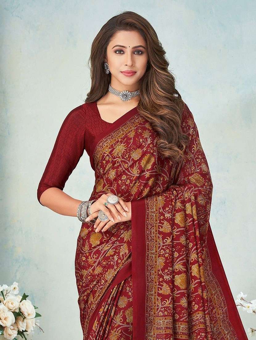 women printed casual wear saree with blouse - 22315722 -  Standard Image - 1