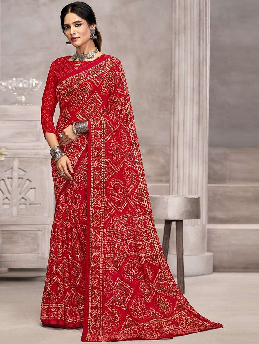 women printed casual wear saree with blouse