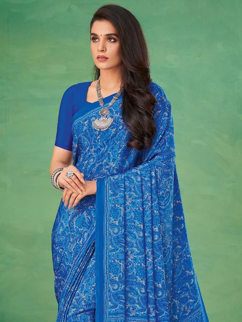 women printed casual wear saree with blouse - 22315742 -  Standard Image - 1