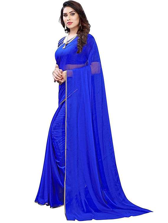 women solid plain saree with blouse