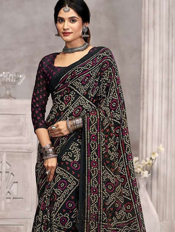 women printed casual wear saree with blouse - 22315776 -  Standard Image - 1