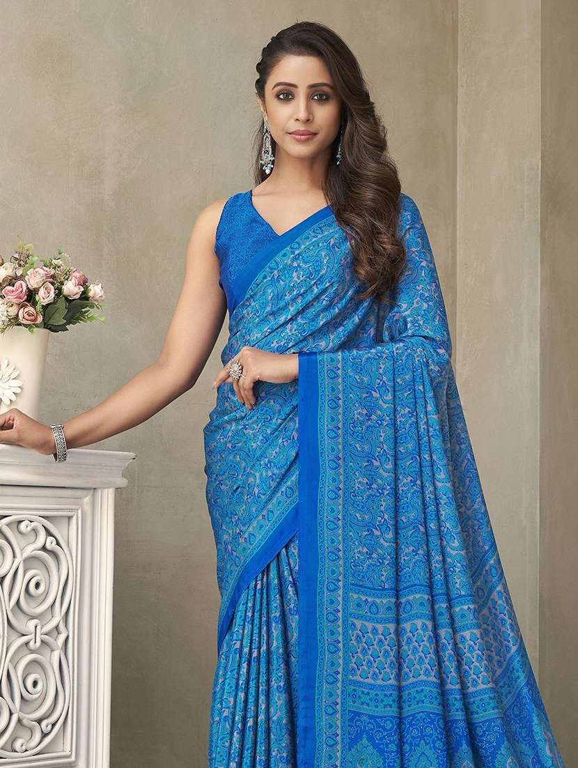 women printed casual wear saree with blouse - 22315787 -  Standard Image - 1