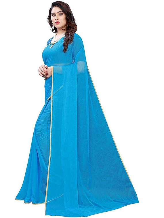 women solid plain saree with blouse - 22315789 -  Standard Image - 1