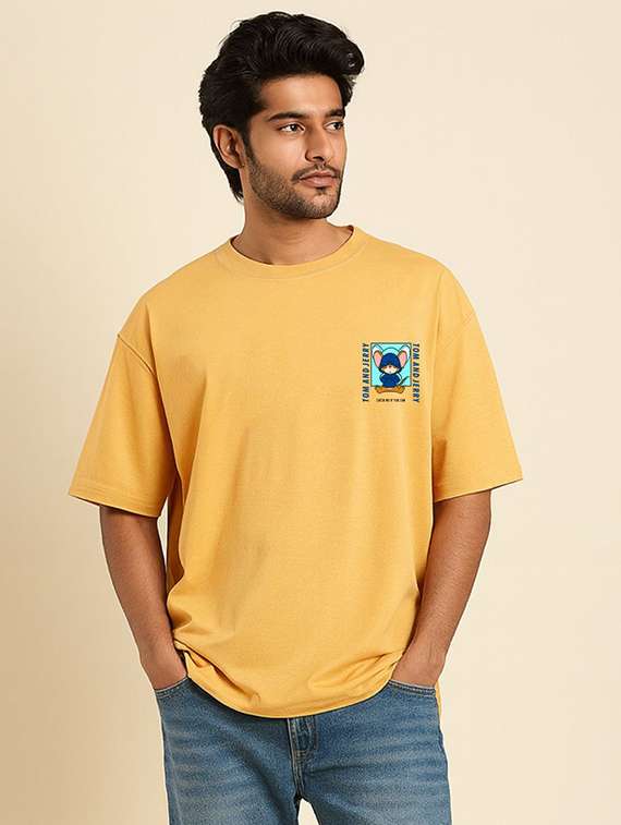 men front & back print short sleeve oversized t-shirt - 22315824 -  Standard Image - 1