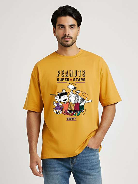men front print short sleeve oversized t-shirt