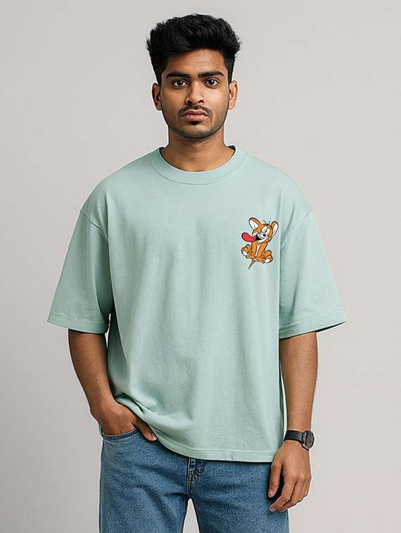 men front & back print short sleeve oversized t-shirt - 22315840 -  Standard Image - 1