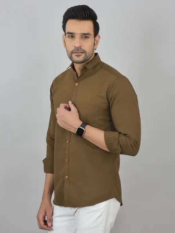 men solid long sleeve regular fit casual shirt - 22315946 -  Standard Image - 1