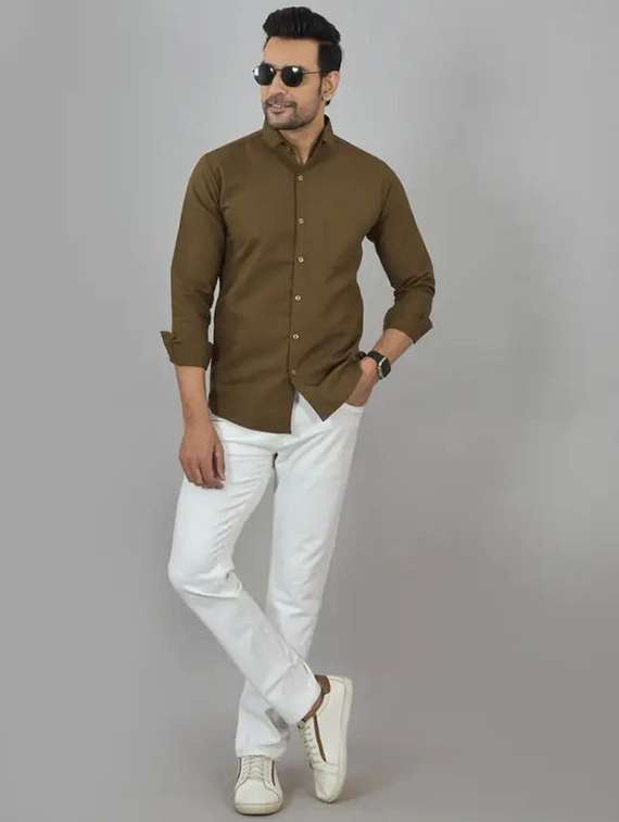 men solid long sleeve regular fit casual shirt - 22315946 -  Standard Image - 4