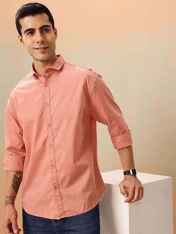 men solid long sleeve regular fit casual shirt - 22315947 -  Standard Image - 1