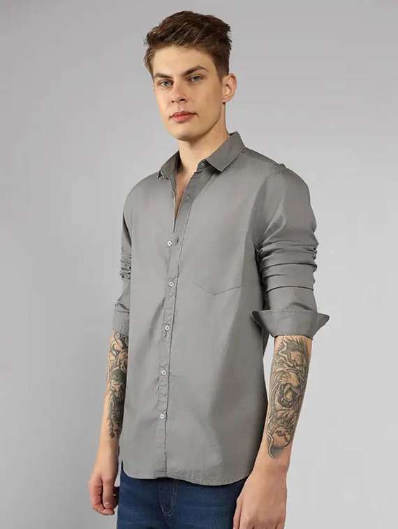 men solid long sleeve regular fit casual shirt - 22315948 -  Standard Image - 1