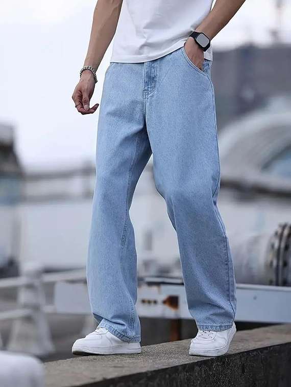 men plain mid rise full length jeans - 22315968 -  Standard Image - 1