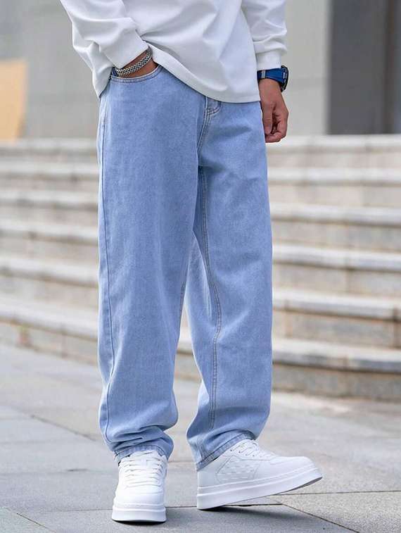 men plain mid rise full length jeans - 22315971 -  Standard Image - 1