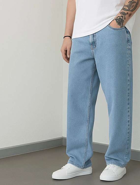 men plain mid rise full length jeans - 22315982 -  Standard Image - 1