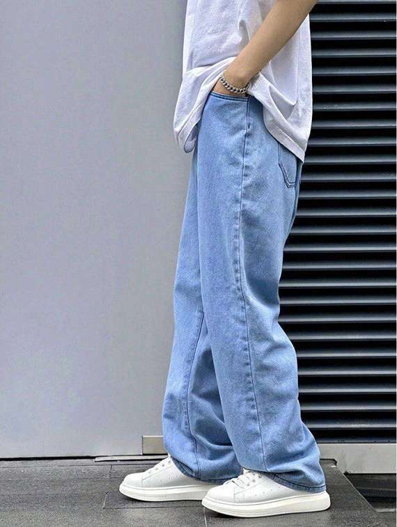 men plain mid rise full length jeans - 22315983 -  Standard Image - 1