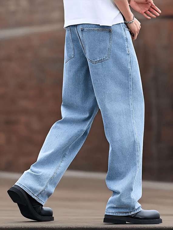 men plain mid rise full length jeans - 22315984 -  Standard Image - 4
