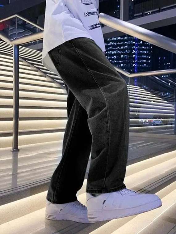 men plain mid rise full length jeans - 22315985 -  Standard Image - 1