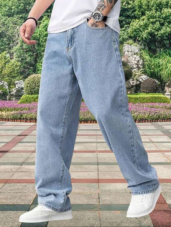 men plain mid rise full length jeans - 22315999 -  Standard Image - 1