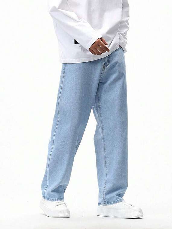 men plain mid rise full length jeans - 22316000 -  Standard Image - 1