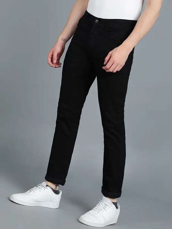 men plain mid rise full length jeans - 22316012 -  Standard Image - 1