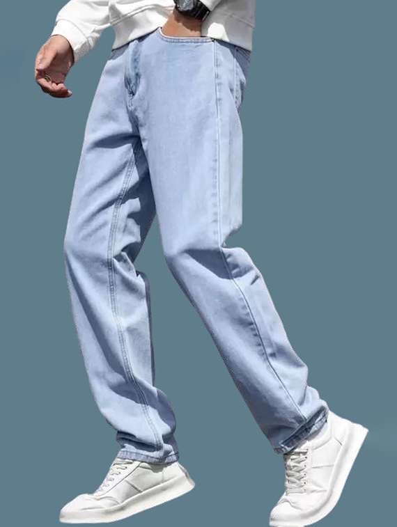 men plain mid rise full length jeans - 22316013 -  Standard Image - 1