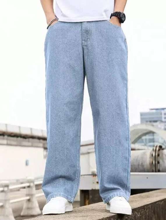 men plain mid rise full length jeans - 22316017 -  Standard Image - 1