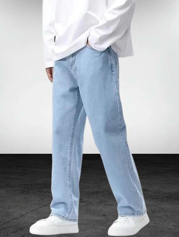 men plain mid rise full length jeans - 22316020 -  Standard Image - 1