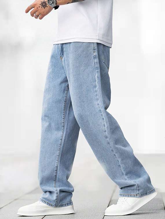 men plain mid rise full length jeans - 22316022 -  Standard Image - 1