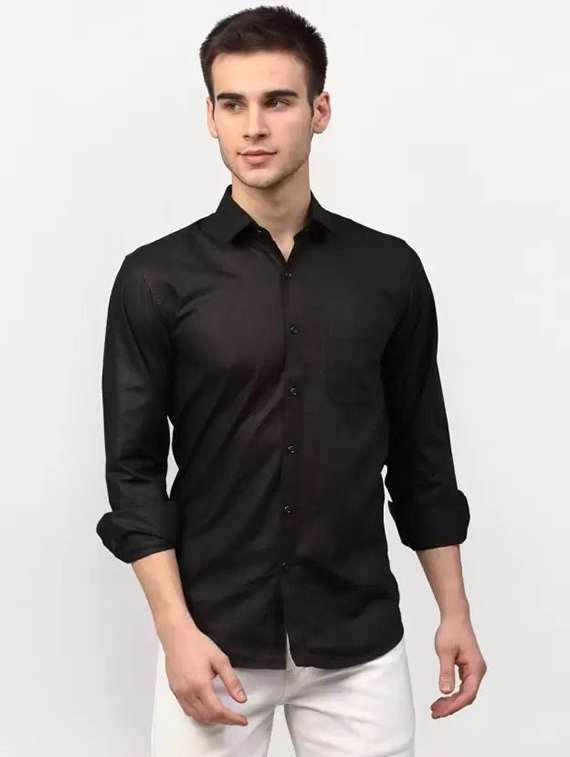 men solid long sleeve regular fit casual shirt - 22316048 -  Standard Image - 1