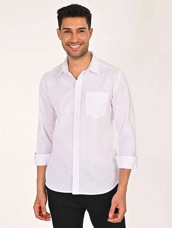 men solid long sleeve regular fit casual shirt - 22316059 -  Standard Image - 1