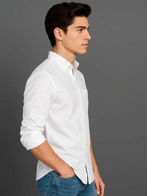 Men Solid Long Sleeve Regular Fit Casual Shirt - 22316060 -  Standard Image - 1