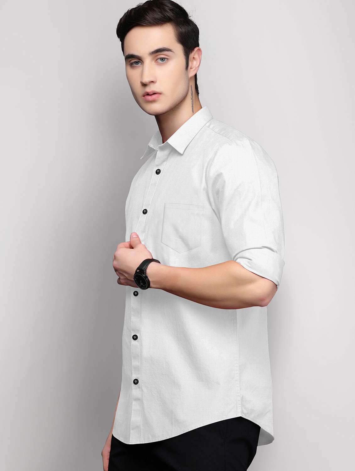 men solid long sleeve regular fit casual shirt - 22316071 -  Standard Image - 1