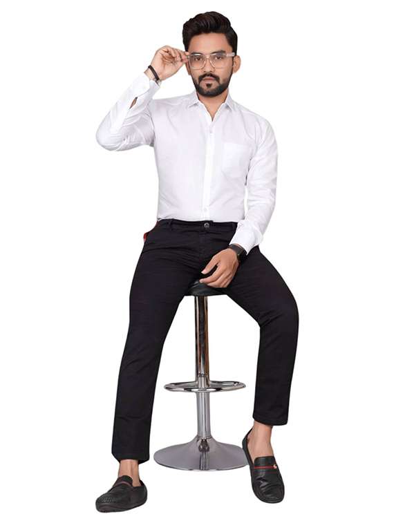 men solid long sleeve slim fit formal shirt - 22316073 -  Standard Image - 4