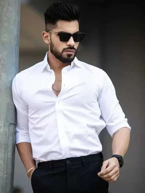 men solid long sleeve slim fit casual shirt - 22316088 -  Standard Image - 1