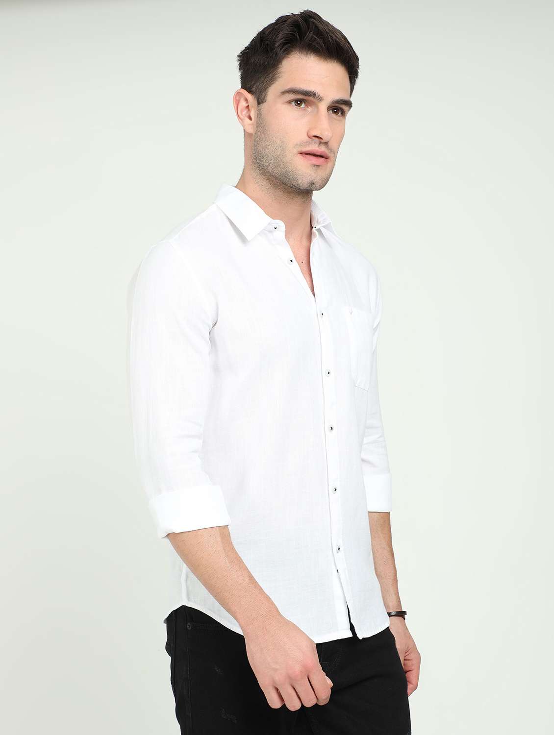 men solid long sleeve regular fit casual shirt - 22316099 -  Standard Image - 1