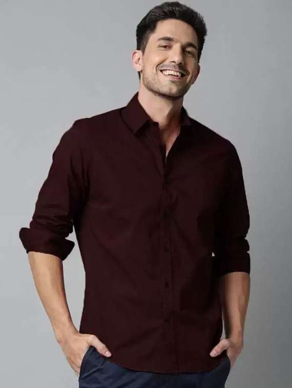 men solid long sleeve regular fit casual shirt - 22316118 -  Standard Image - 1