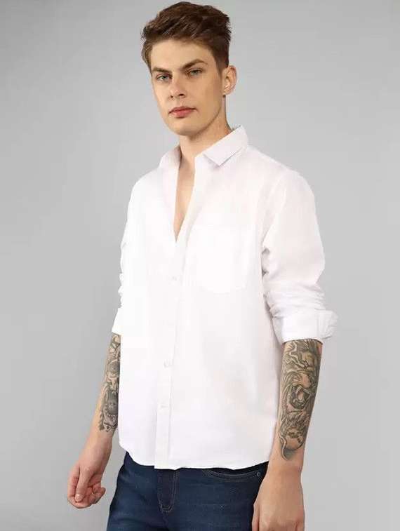 men solid long sleeve regular fit casual shirt - 22316137 -  Standard Image - 1
