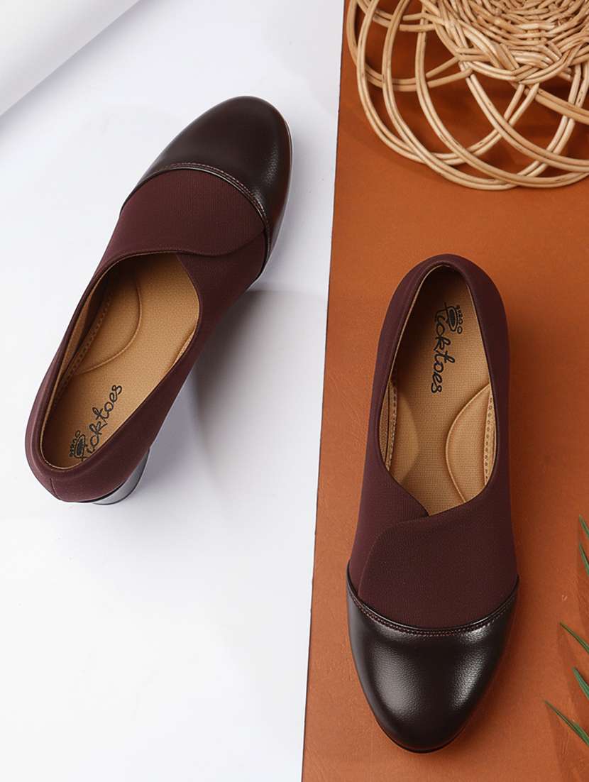 women brown solid slip on sandal