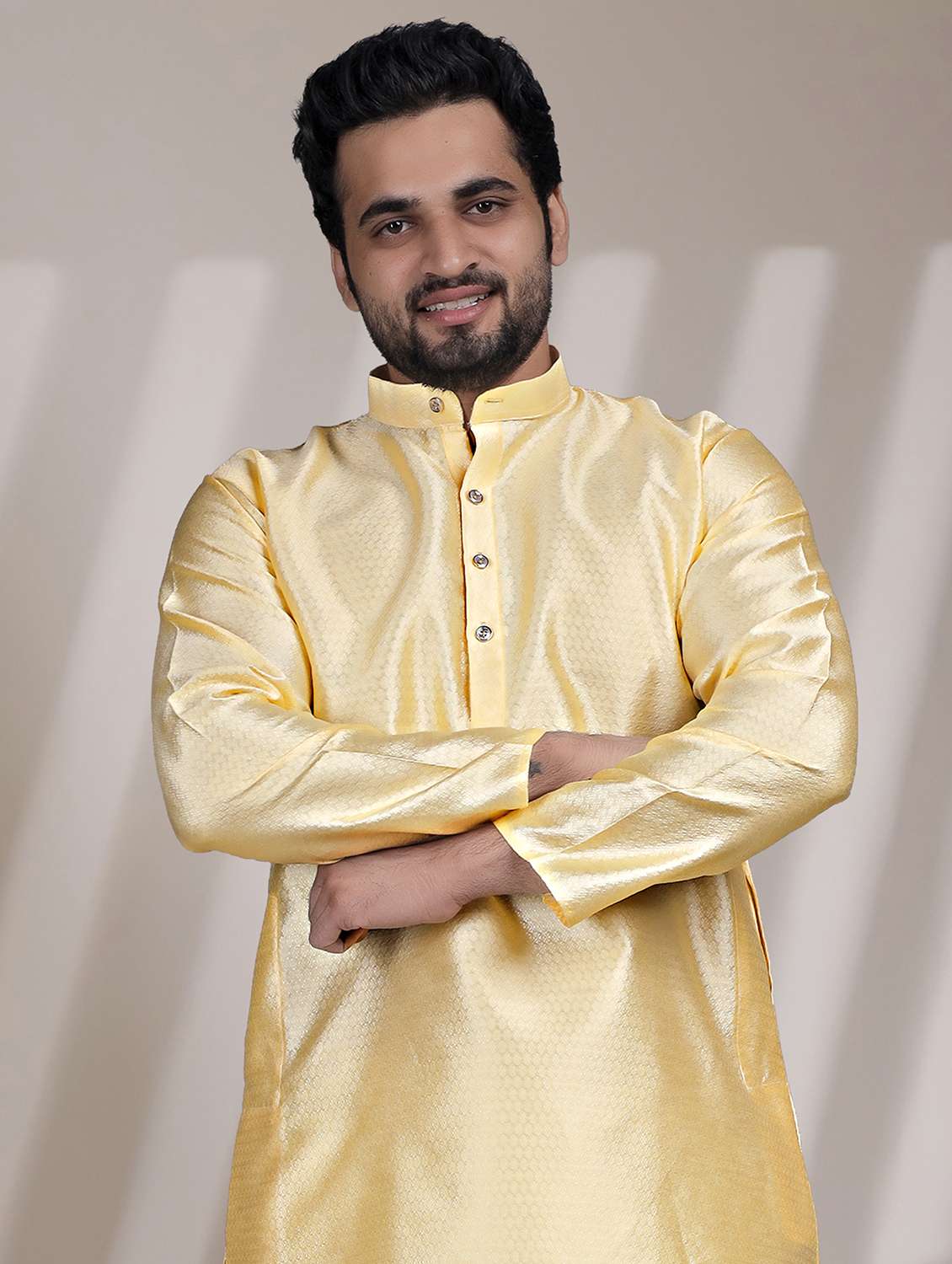 men self design mandarin neck long kurta - 22316241 -  Standard Image - 4