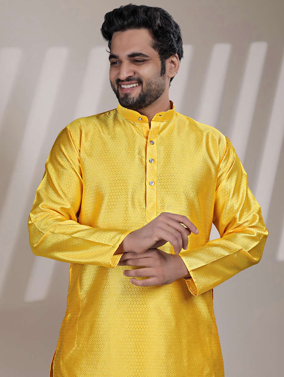 men self design mandarin neck long kurta - 22316243 -  Standard Image - 4