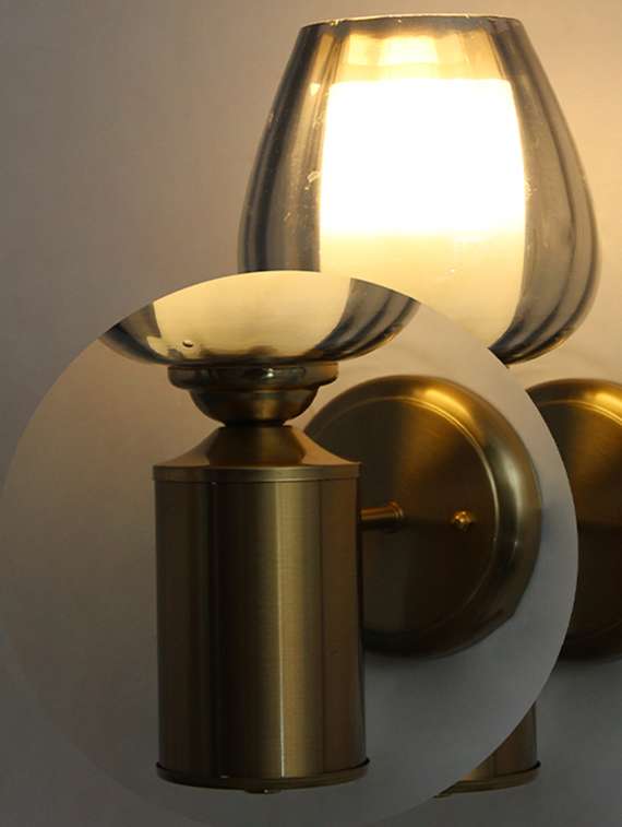 vintage brass wall light with smoked glass globe - 22316244 -  Standard Image - 4