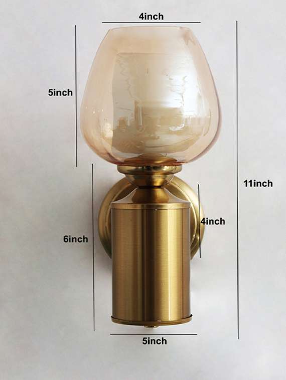 brushed brass wall sconce with amber glass shade - 22316245 -  Standard Image - 4