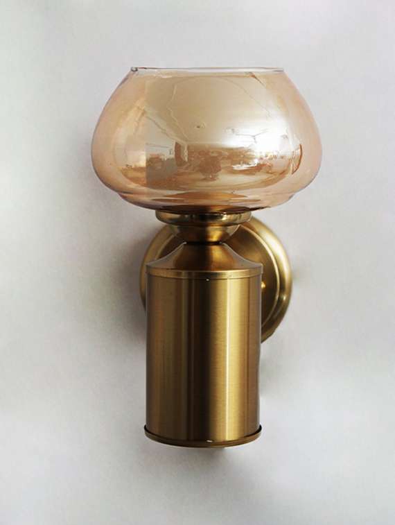 Amber Kachori Glass Shade With Brushed Brass Wall Sconce - 22316249 -  Standard Image - 1